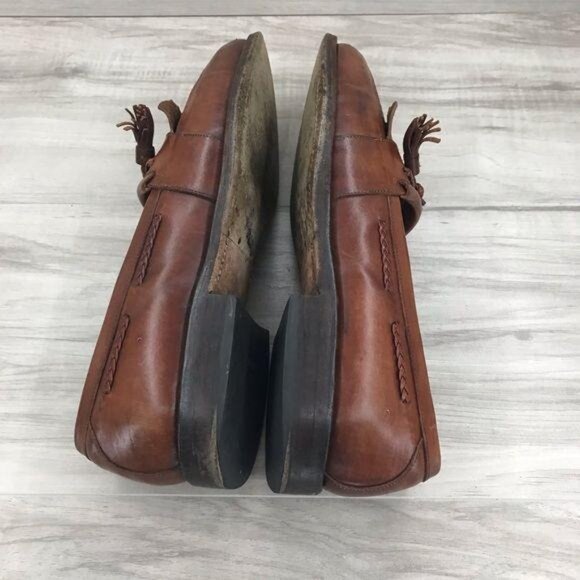 Allen Edmonds Loafers Mens 9B Cody Brown Leather tassel Woven Slip On Shoes